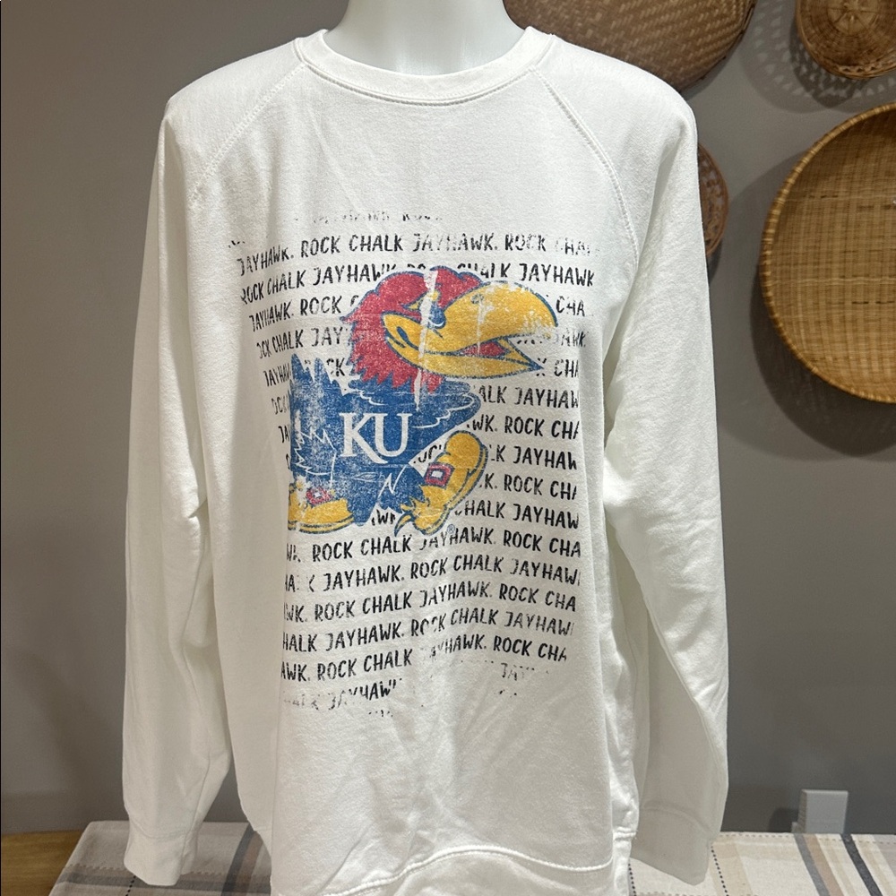White KU Jayhawks Sweatshirt